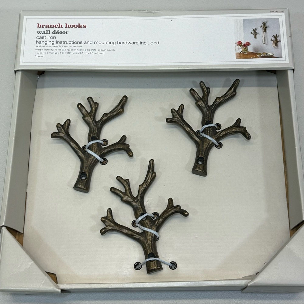 Wall Decor - Bronze Cast Iron Branch Hooks - Discontinued